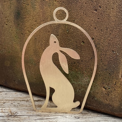 Moon Gazing Hare Halo - brass finish (for in the home)