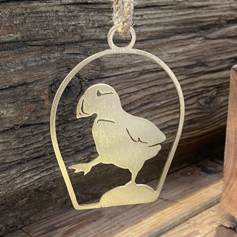 Dancing Puffin Halo - brass finish (for in the home)