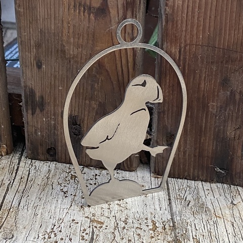 Dancing Puffin Halo - nickel finish (for the home)